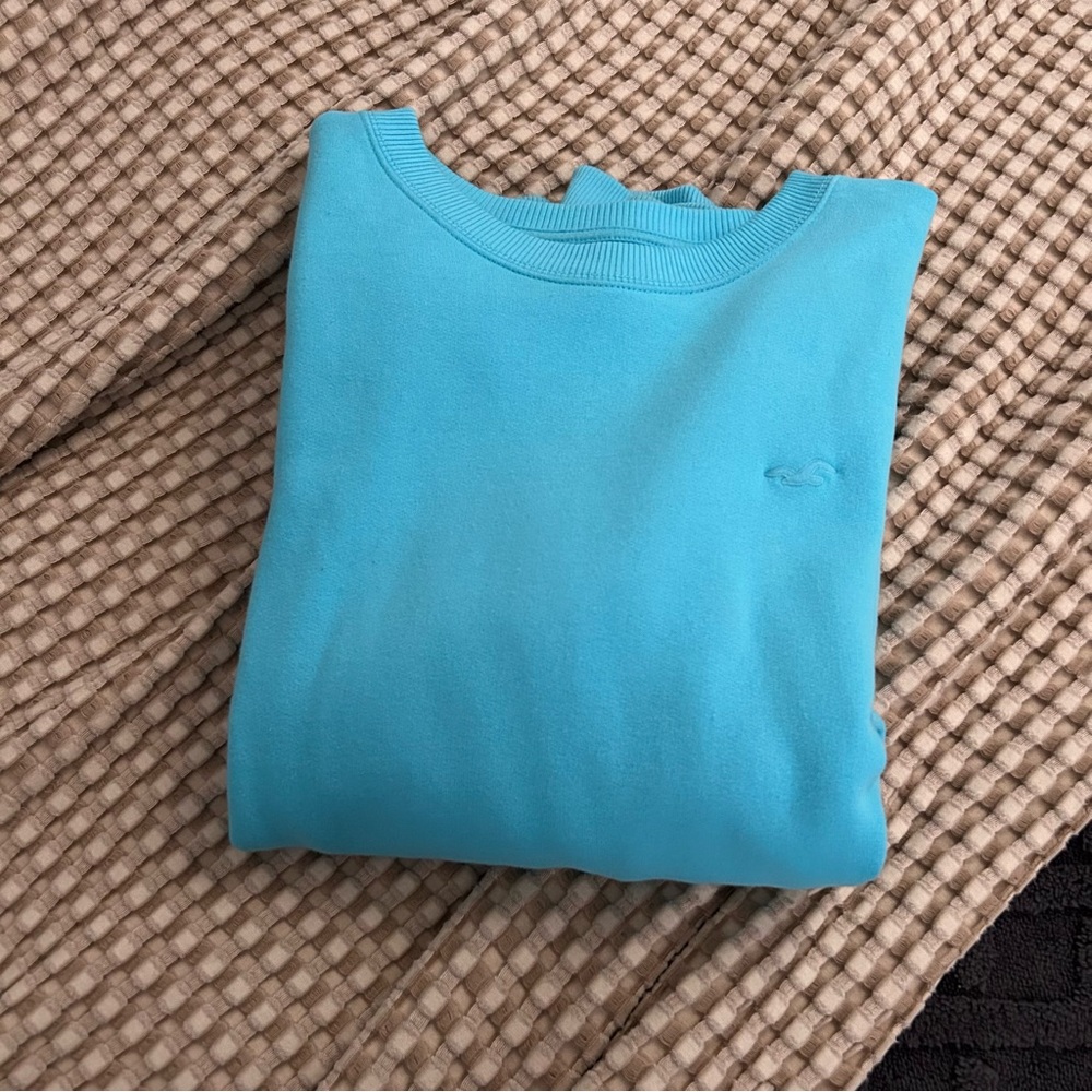 Turquoise Hollister Crew Neck Pullover Women’s XL Spring Pullover Oversized Tops - Picture 2 of 6